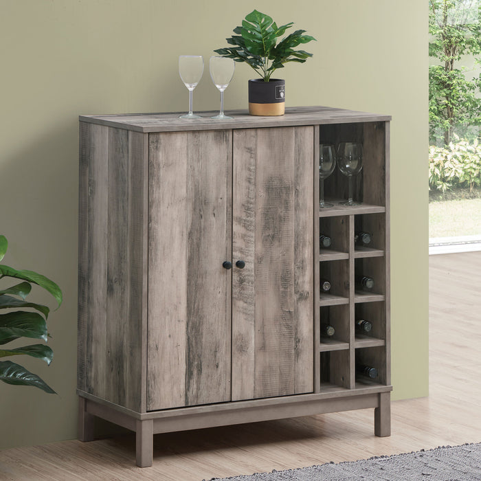 Cheyenne 2-door Wine Cabinet with Stemware Rack Weathered Acacia image