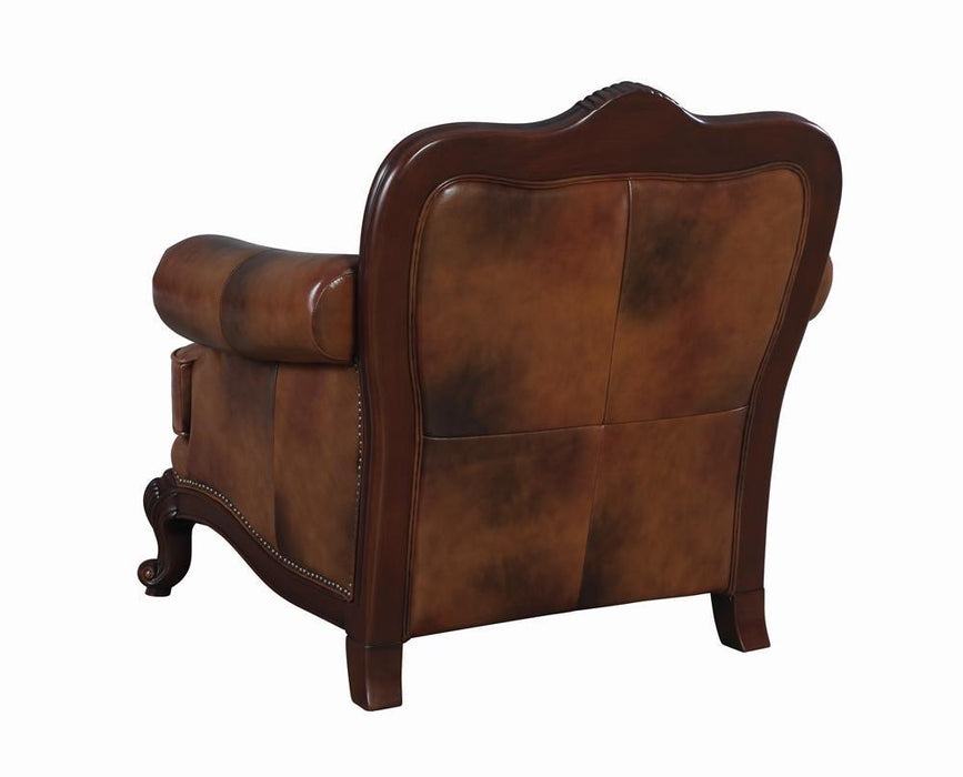 Victoria Rolled Arm Chair Tri-tone and Brown