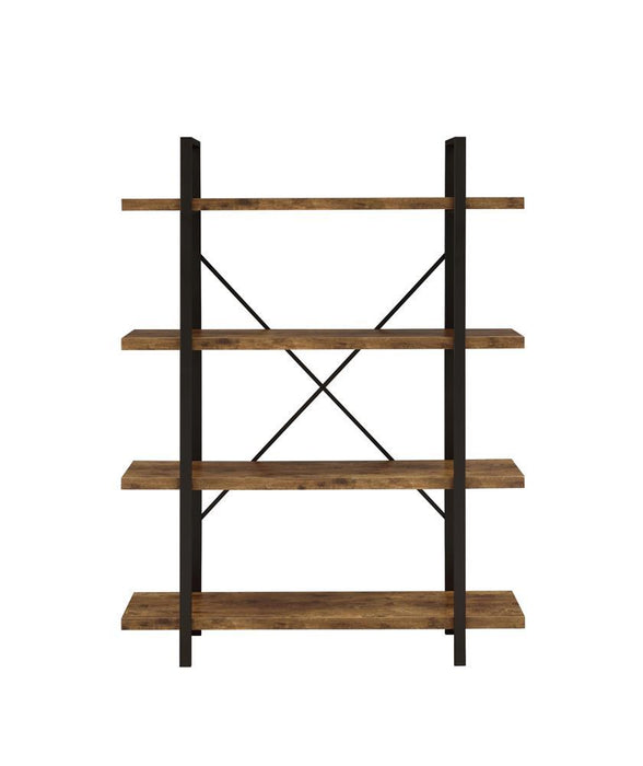 Cole 4-Shelf Bookcase Antique Nutmeg and Black