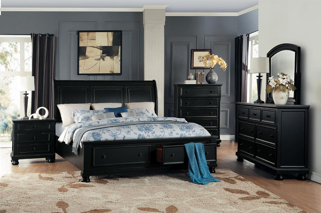 Laurelin Queen Sleigh Platform Storage Bed in Black 1714BK-1