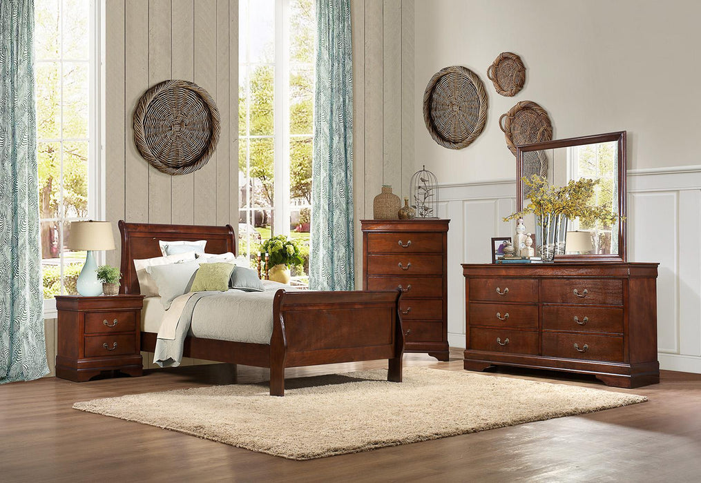 Mayville Full Sleigh Bed in Brown Cherry