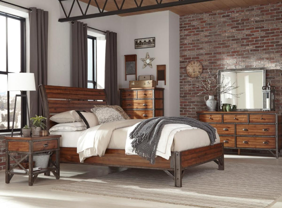 Holverson King Platform Bed in Rustic Brown & Gunmetal 1715K-1EK*