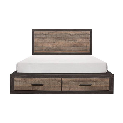 Miter Queen Platform Bed with Footboard Storage in Rustin Mahogany & Dark Ebony 1762-1* image