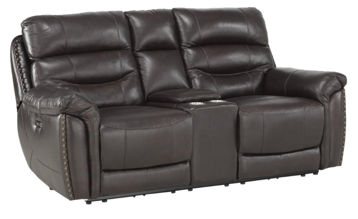 Lance Power Double Reclining Loveseat with Power Headrests in Brown