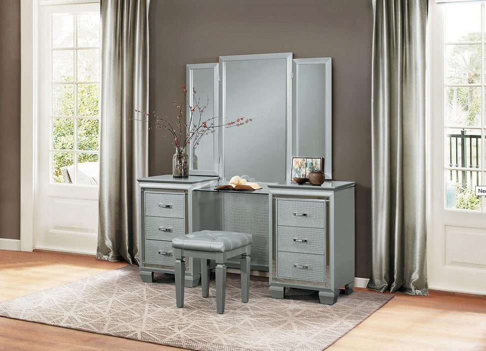 Allura Vanity Dresser with Mirror in Silver 1916-15*