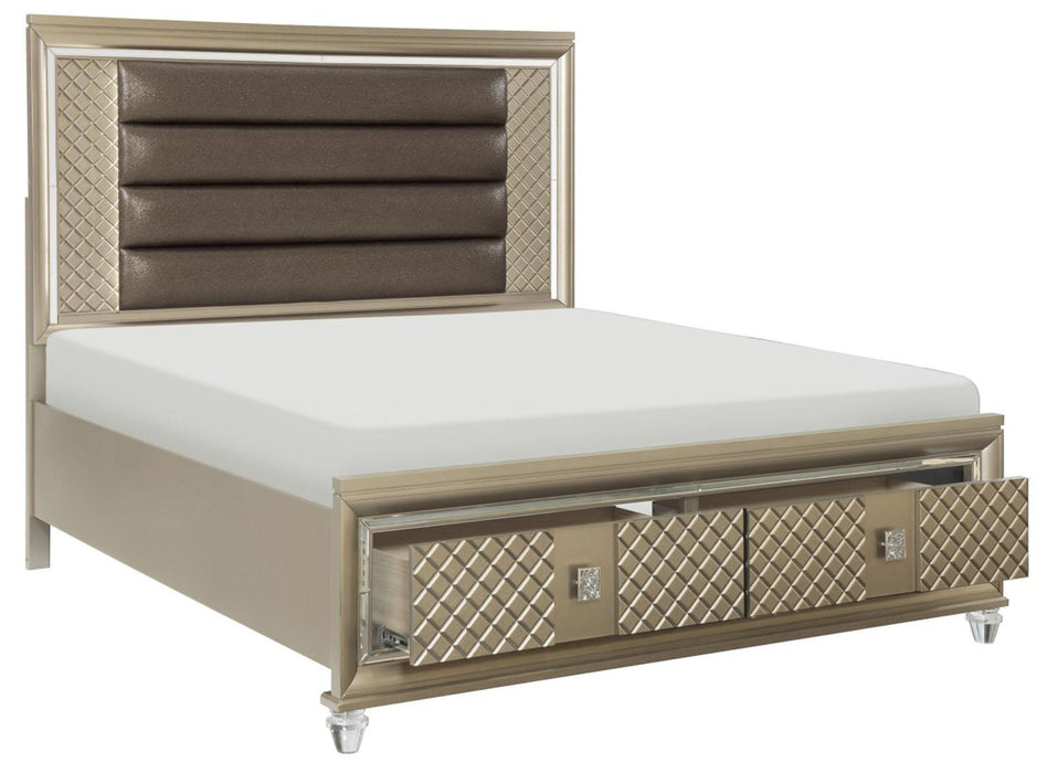 Loudon Queen Platform with Storage Bed in Champagne Metallic 1515-1*