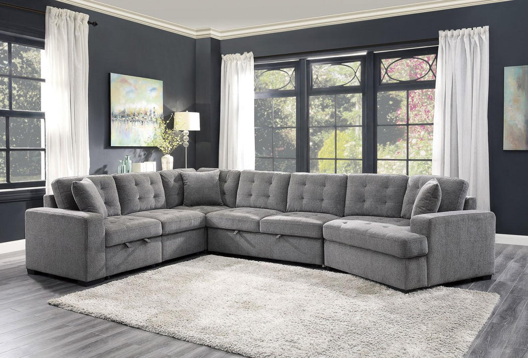 Logansport Left Side 2-Seater with Pull-out Ottoman and 1 Pillow in Gray 9401GRY-2L