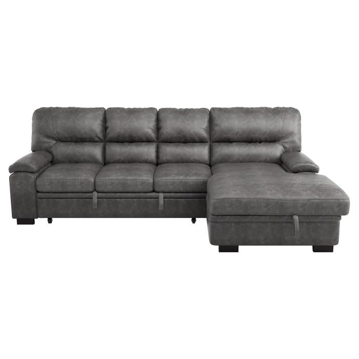 Michigan Sectional with Pull Out Bed and Right Chaise in Dark Gray image