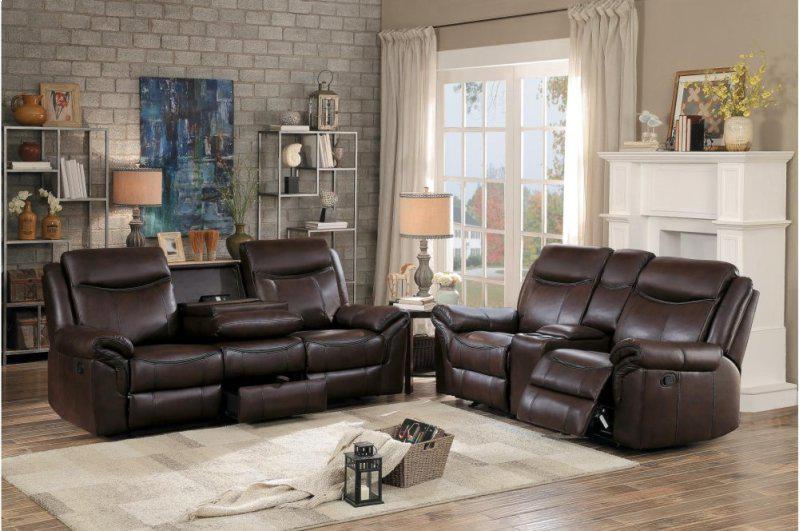 Aram Double Glider Reclining Sofa in Brown 8206BRW-3