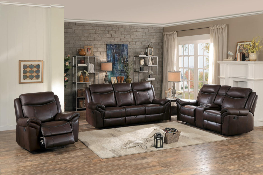 Aram Double Glider Reclining Sofa in Brown 8206BRW-3