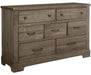 Vaughan-Bassett Cool Rustic 7 Drawer Dresser in Stone Grey image