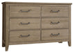 Vaughan-Bassett Passageways Deep Sand 6 Drawer Dresser in Medium Brown image