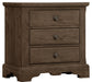 Vaughan-Bassett Heritage 3 Drawer Nightstand in Cobblestone Oak image