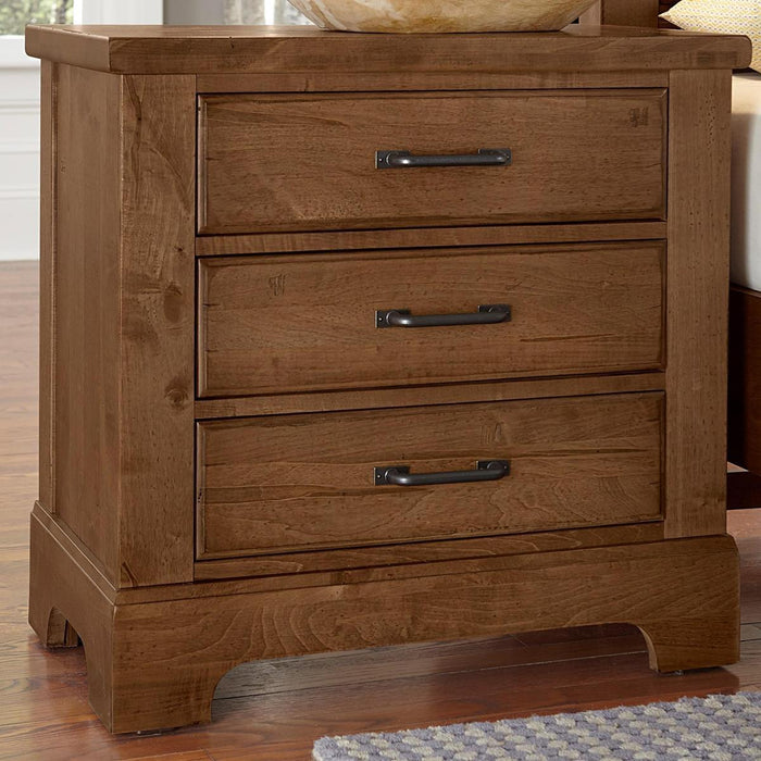 Vaughan-Bassett Cool Rustic 3 Drawer Nightstand in Amber